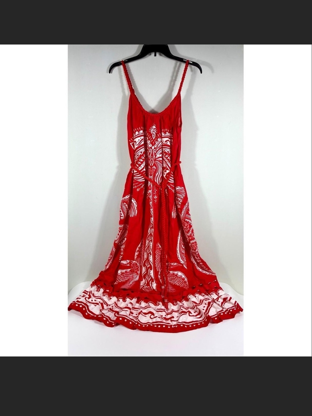 FARM Rio Red Printed Spaghetti-Strap Maxi Dress